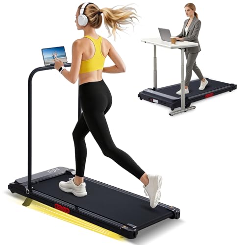 Incline Walking Pad Treadmill with Handle Bar