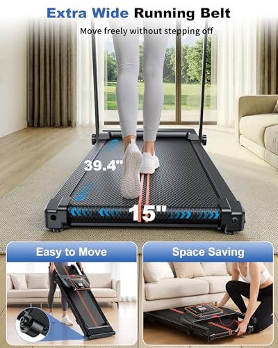 Foldable Walking Pad Treadmill with Handle Bar