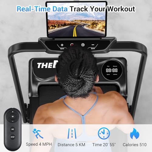 Incline Walking Pad Treadmill with Handle Bar