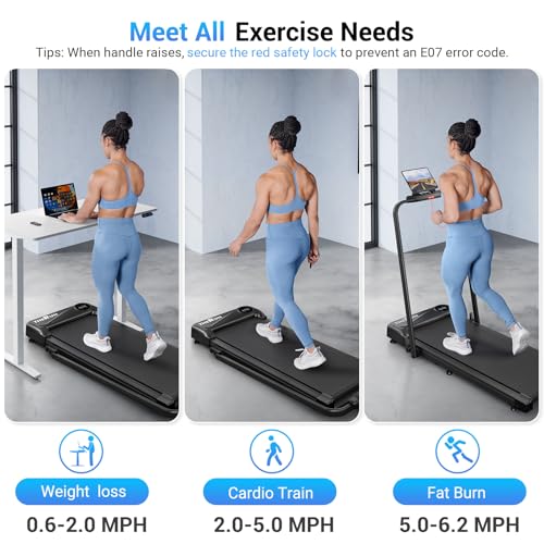 Incline Walking Pad Treadmill with Handle Bar
