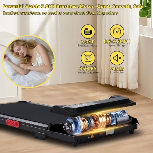 Incline Walking Pad Treadmill with Handle Bar