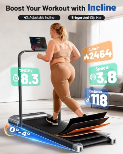 Walking Pad Treadmill with Handle Bar
