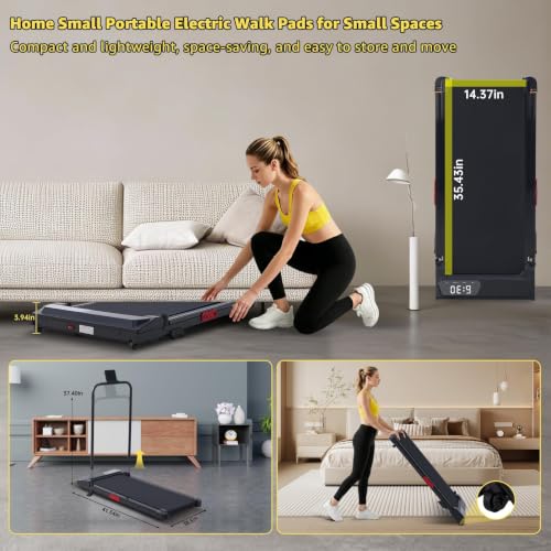 Incline Walking Pad Treadmill with Handle Bar