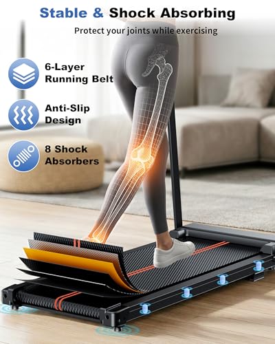 Foldable Walking Pad Treadmill with Handle Bar