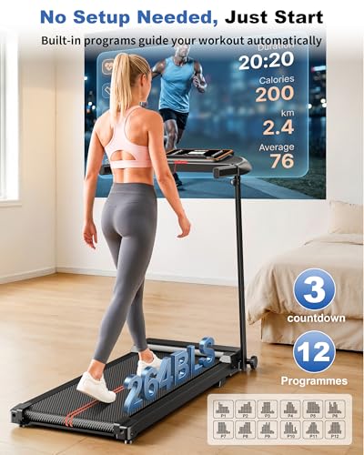 Foldable Walking Pad Treadmill with Handle Bar