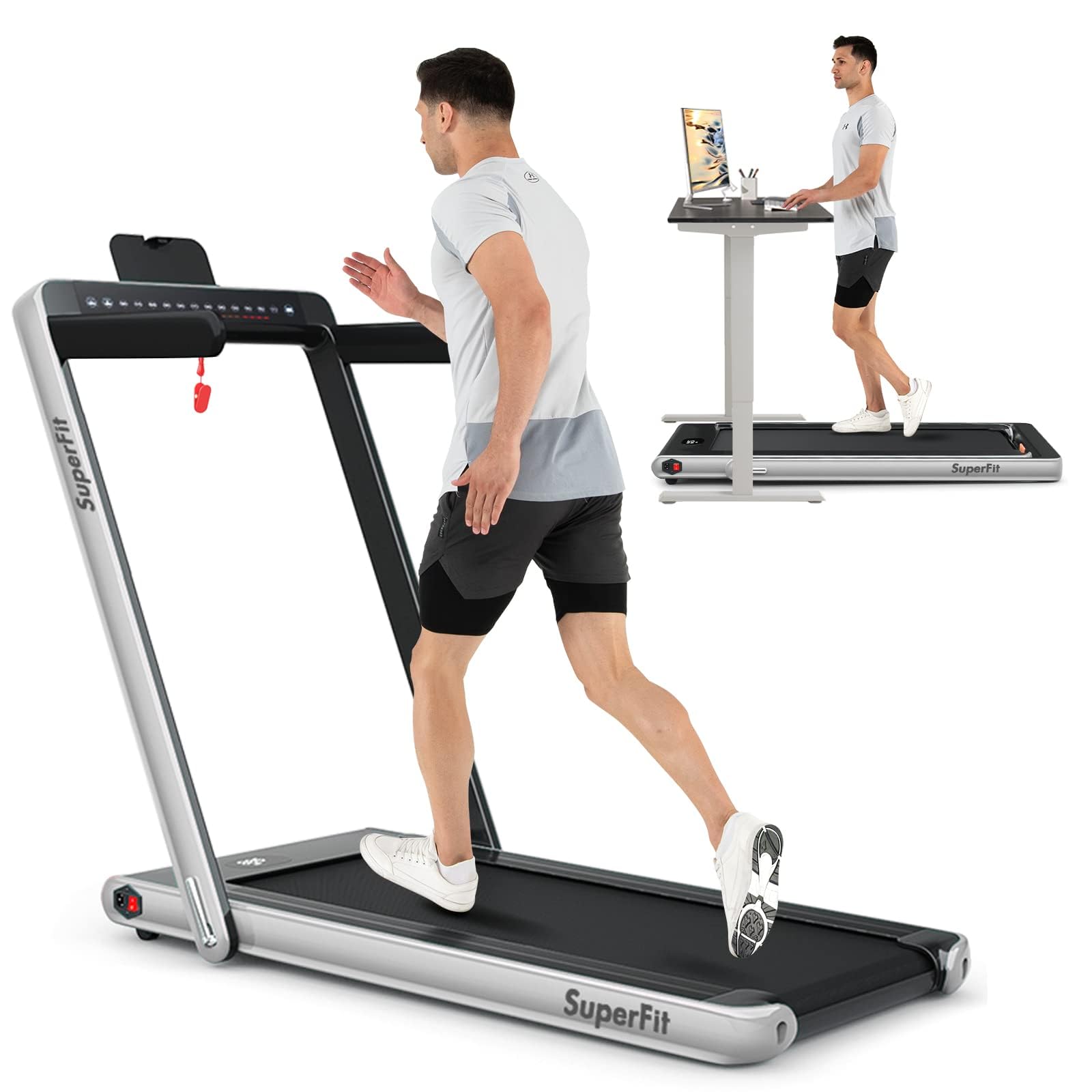 2-in-1 Foldable Walking Pad Treadmill