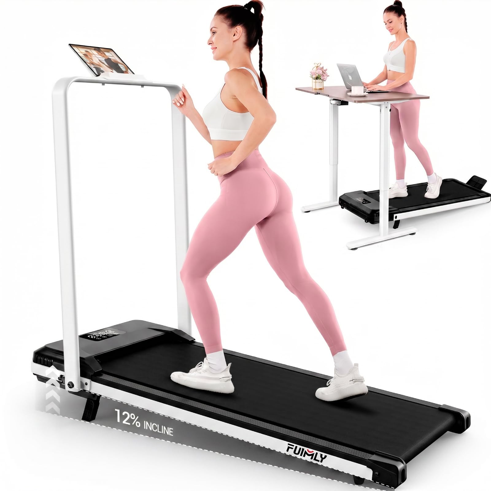 Foldable Incline Walking Pad with Handle Bar
