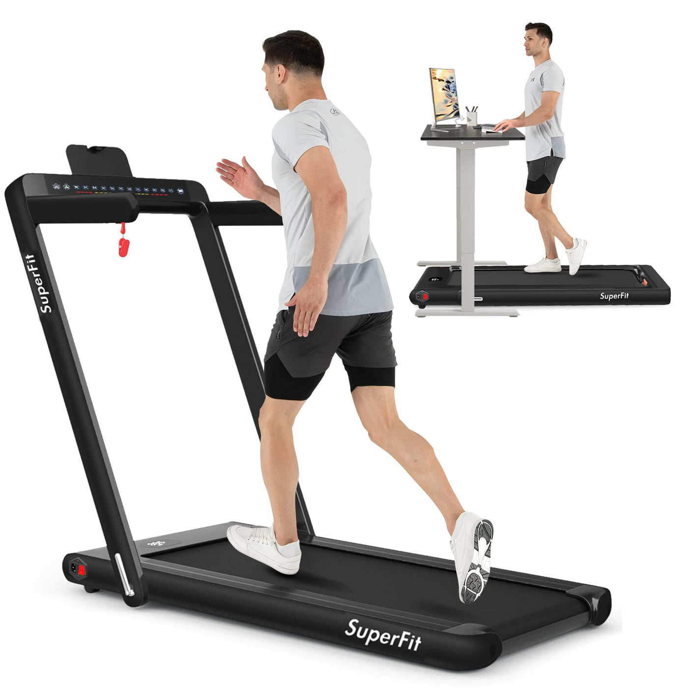 2-in-1 Foldable Walking Pad Treadmill