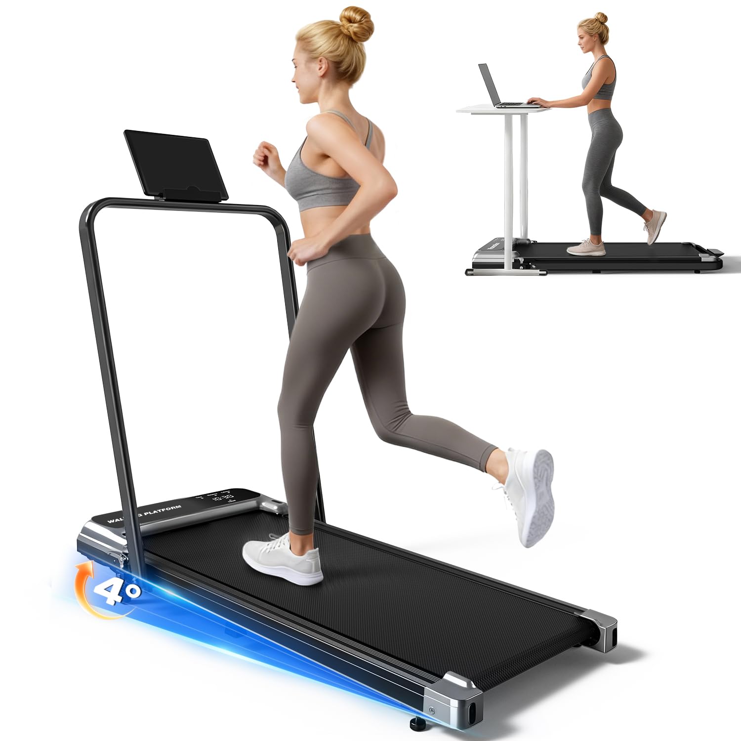 Walking Pad Treadmill with Handle Bar