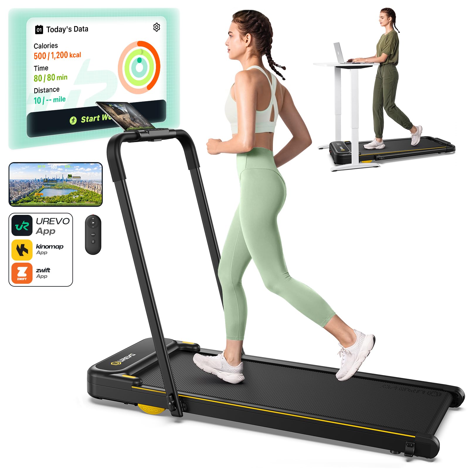 2-in-1 Foldable Walking Pad Treadmill