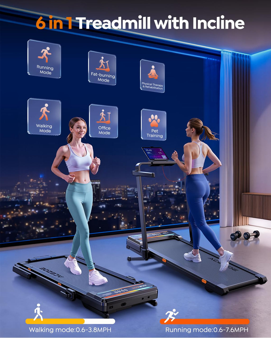 Foldable Incline Walking Pad Treadmill
