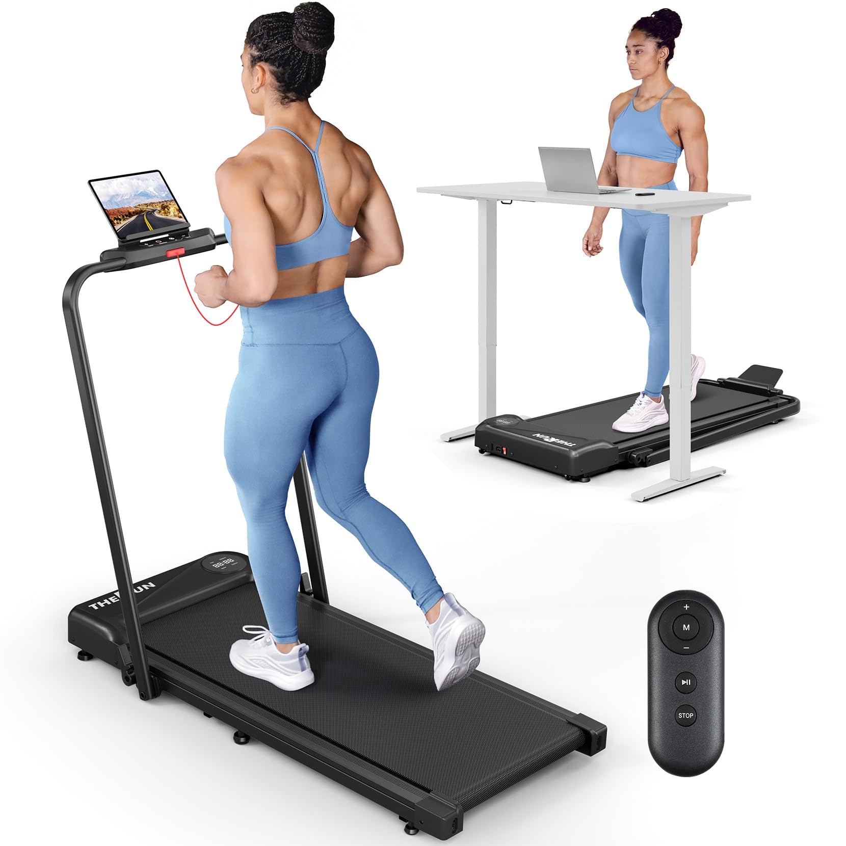 Incline Walking Pad Treadmill with Handle Bar