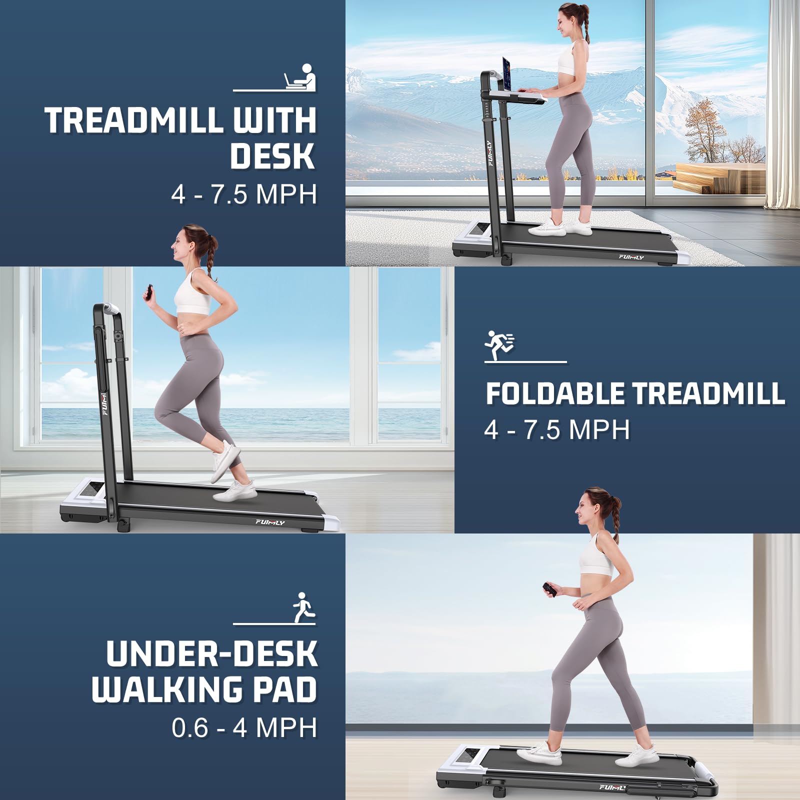Foldable Incline Walking Pad with Handle Bar