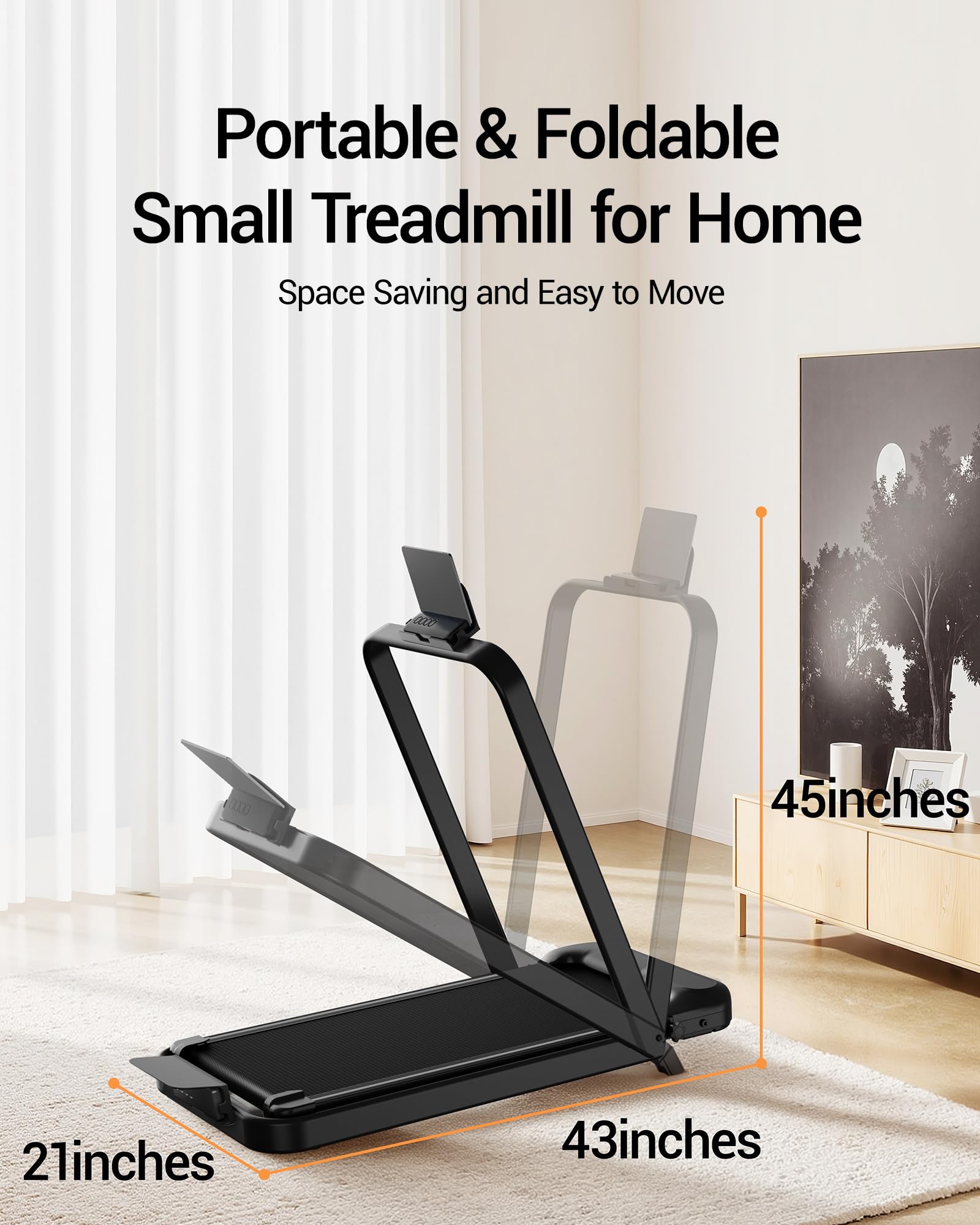 LONTEK Walking Pad with 15% Incline, Under Desk Treadmills for Home