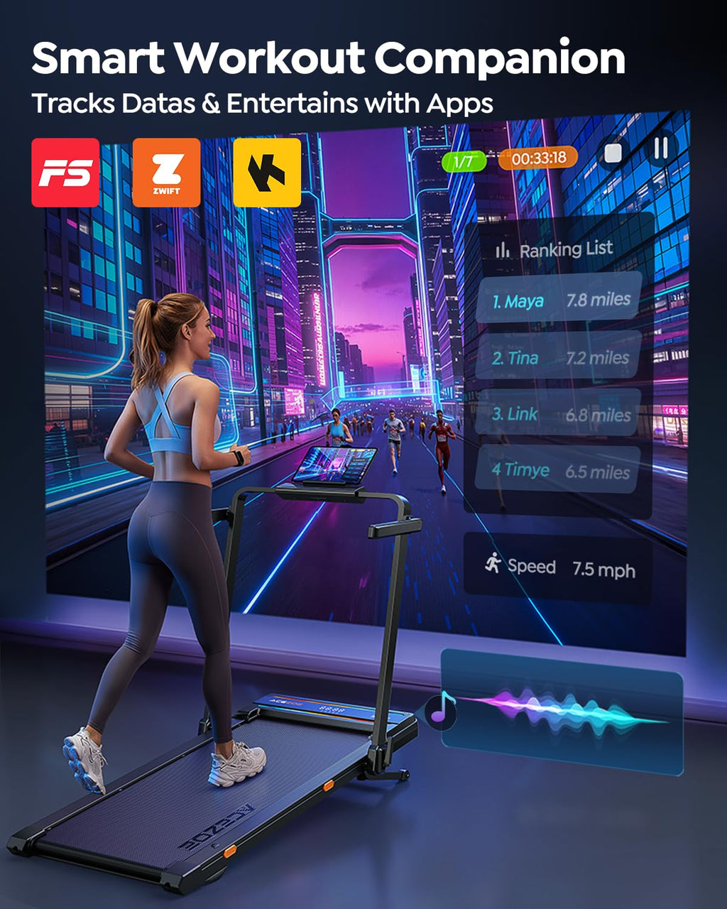 Foldable Incline Walking Pad Treadmill