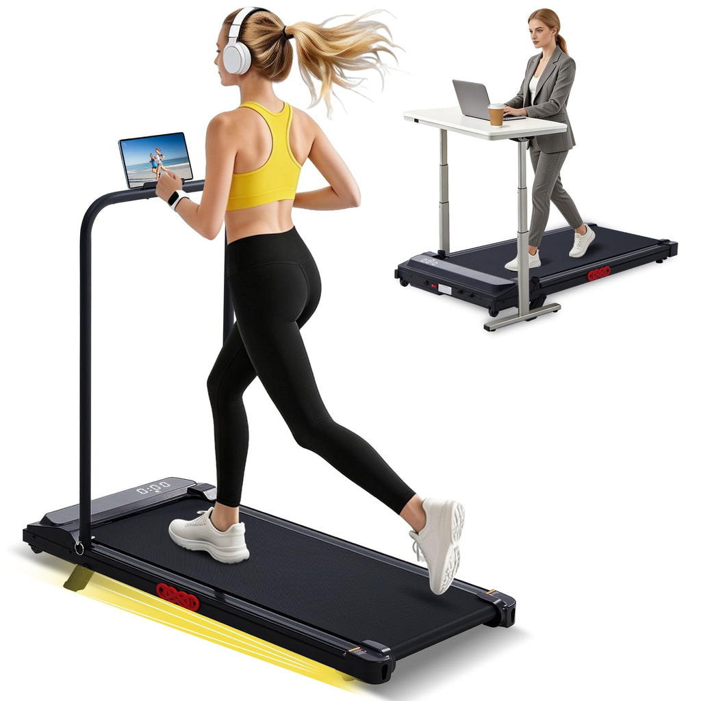 Incline Walking Pad Treadmill with Handle Bar