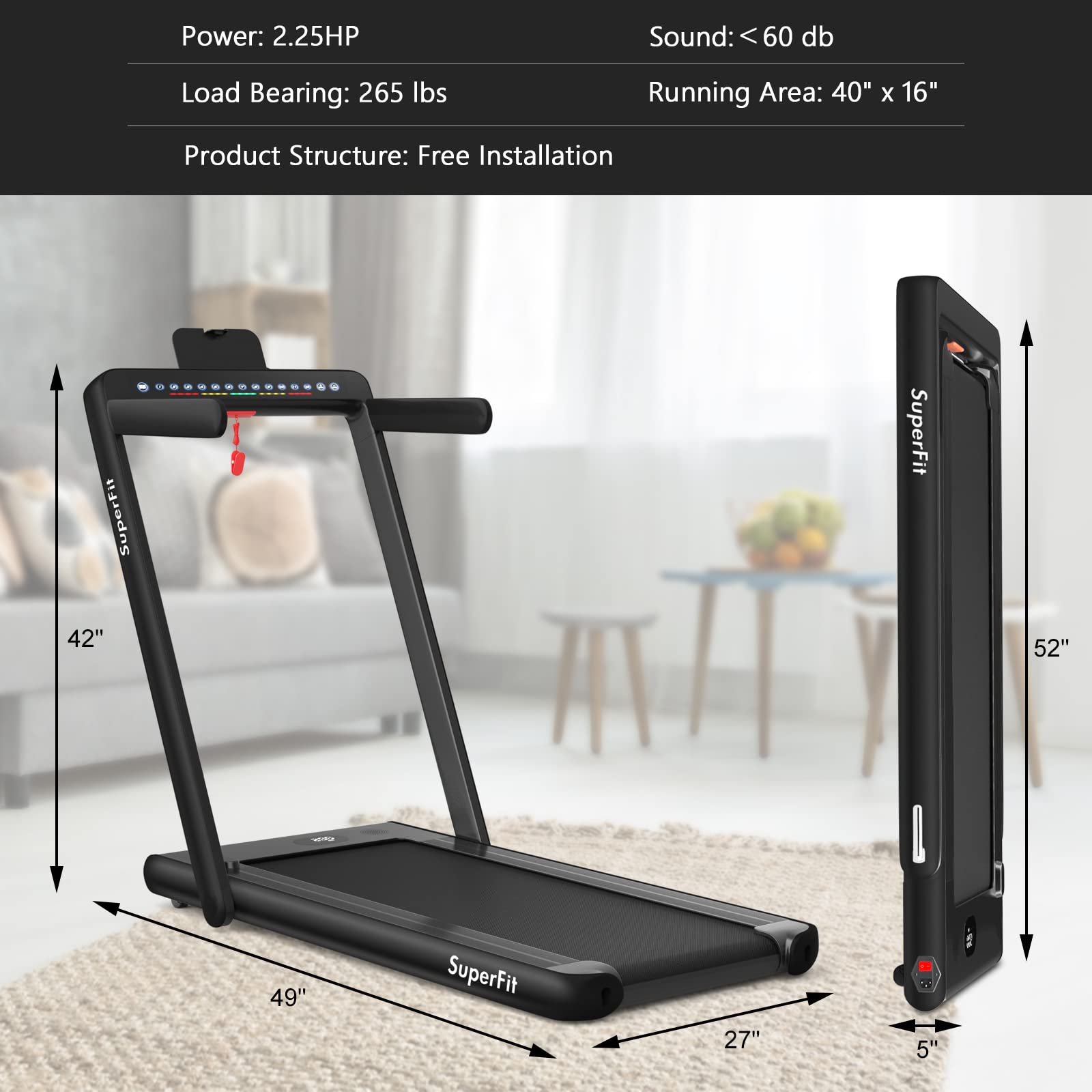 2-in-1 Foldable Walking Pad Treadmill