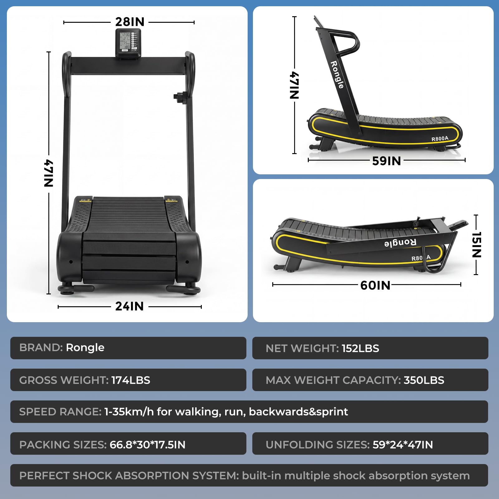 Foldable Curved Manual Treadmill