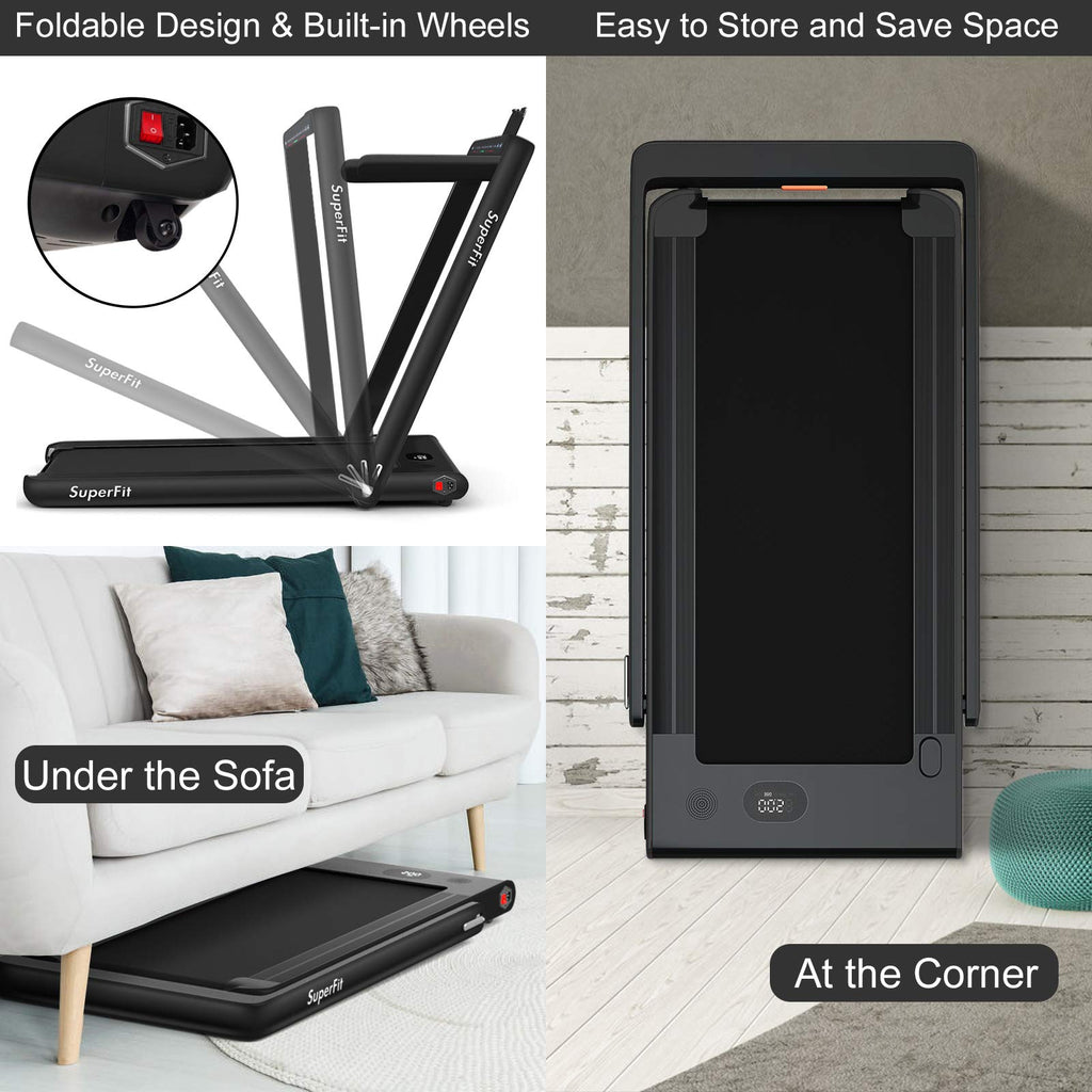 2-in-1 Foldable Walking Pad Treadmill