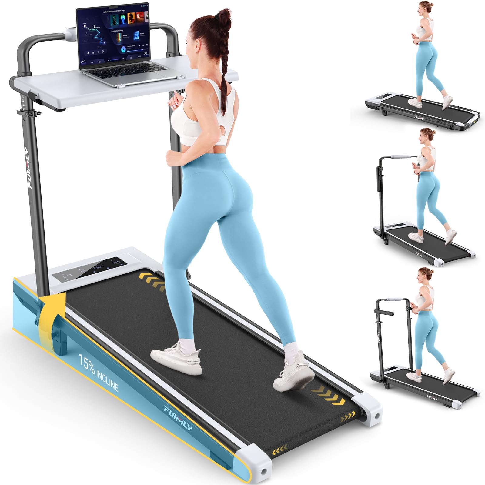 Foldable Incline Walking Pad with Handle Bar