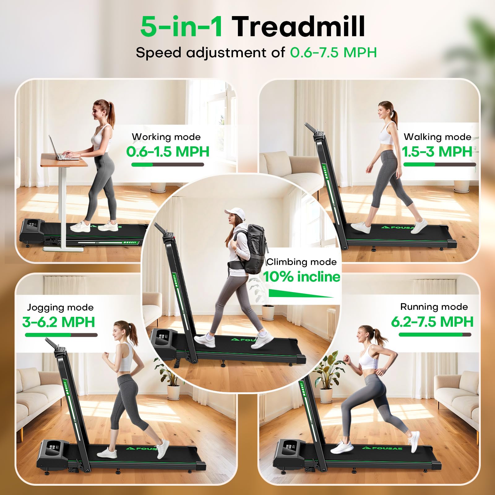Foldable Incline Walking Pad Treadmill