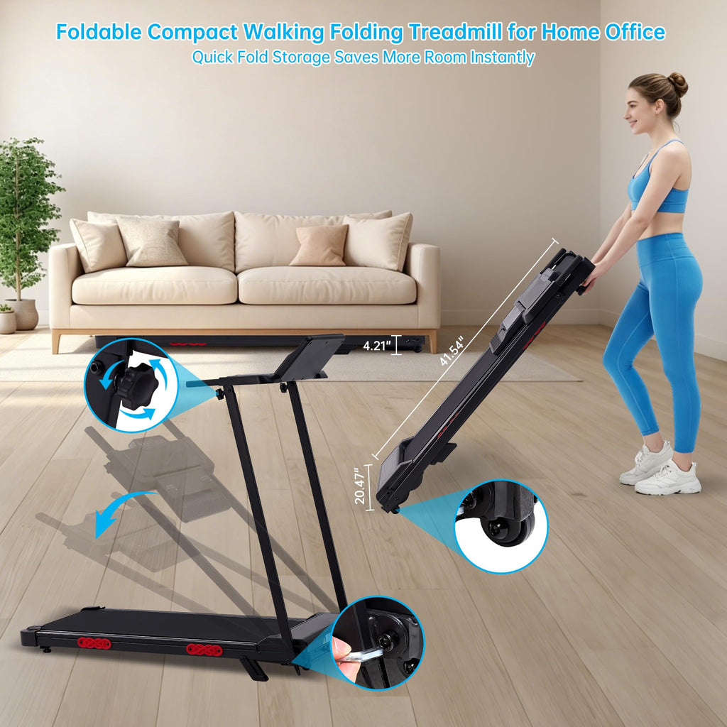 Incline Walking Pad Treadmill with Handle Bar