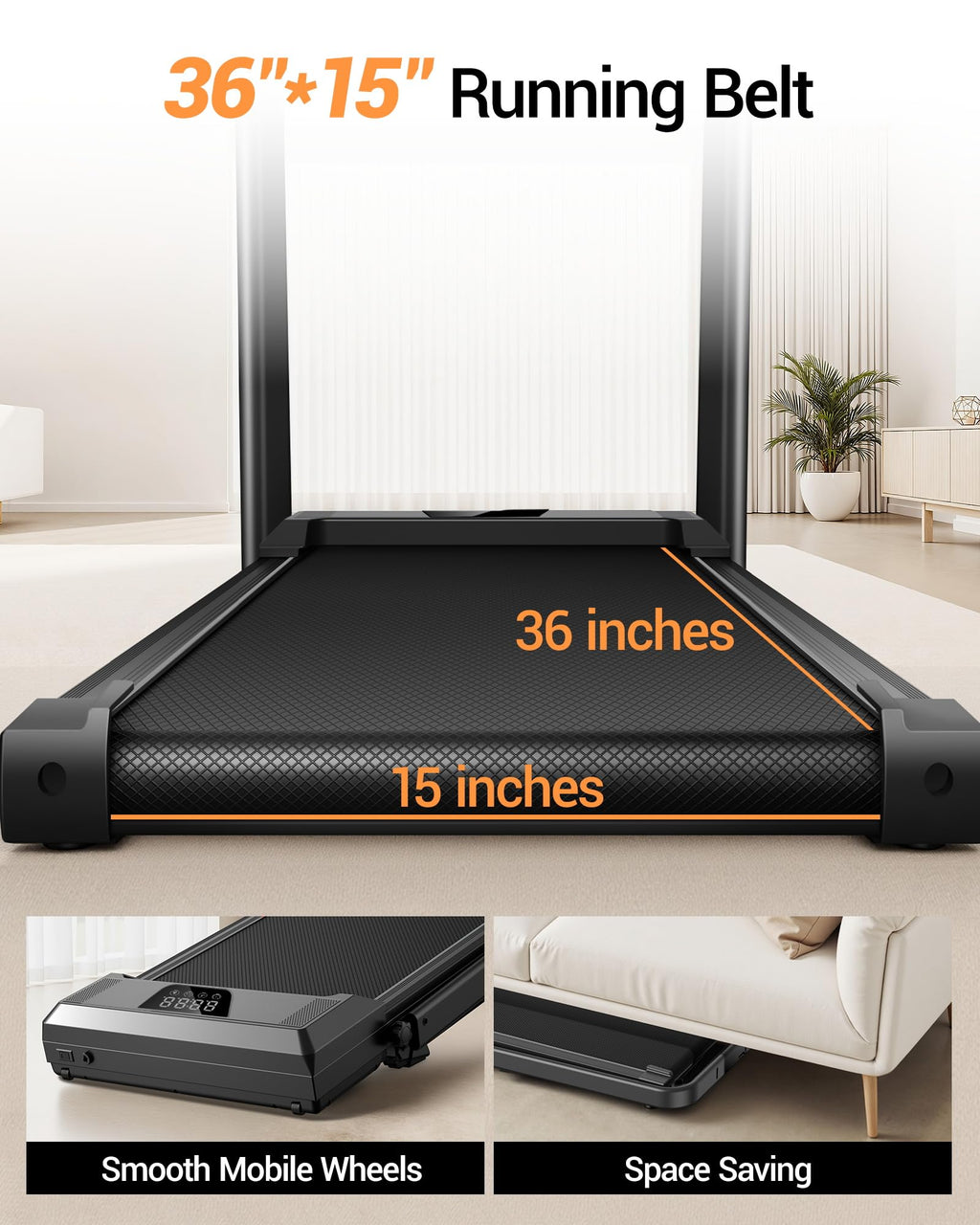 LONTEK Walking Pad with 15% Incline, Under Desk Treadmills for Home