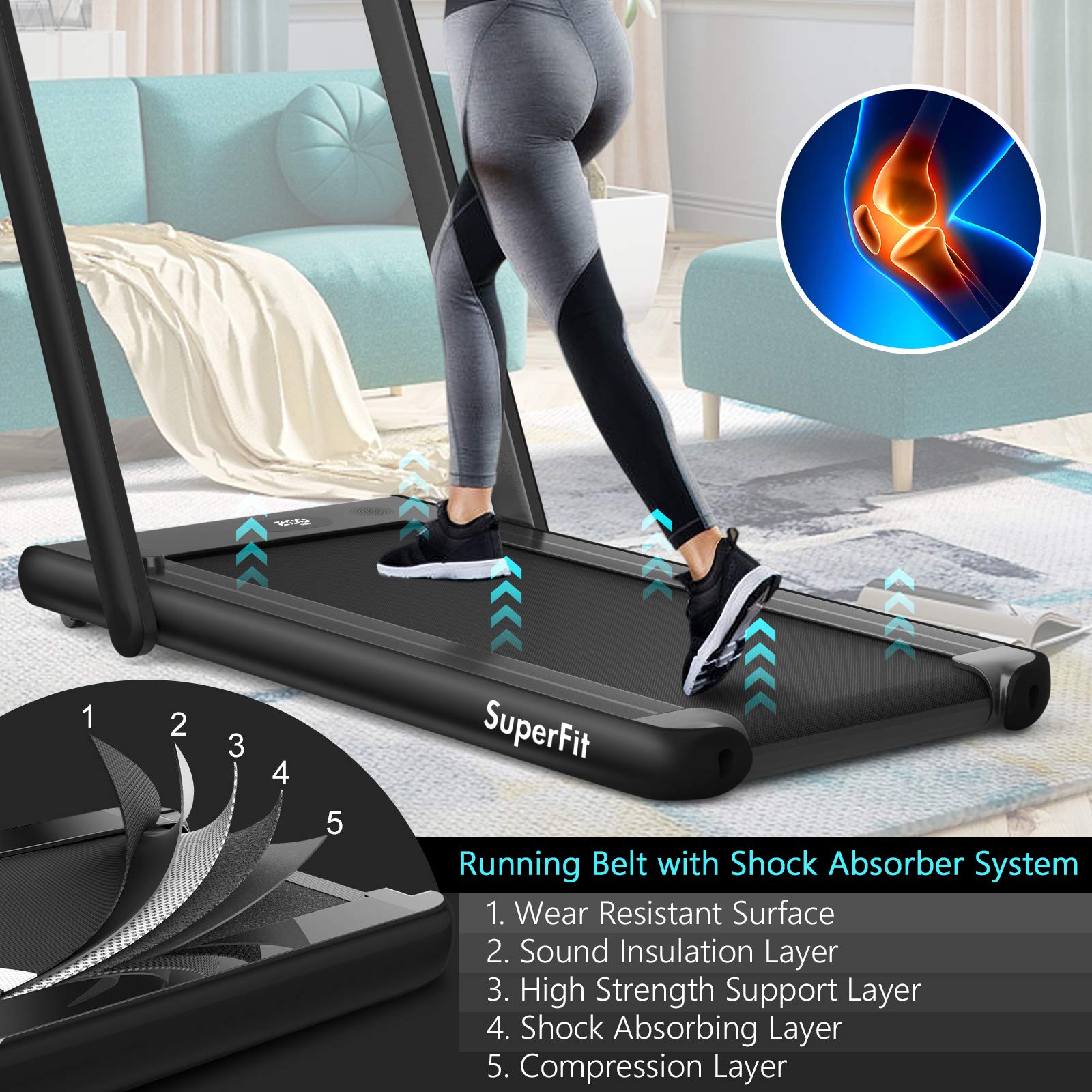 2-in-1 Foldable Walking Pad Treadmill