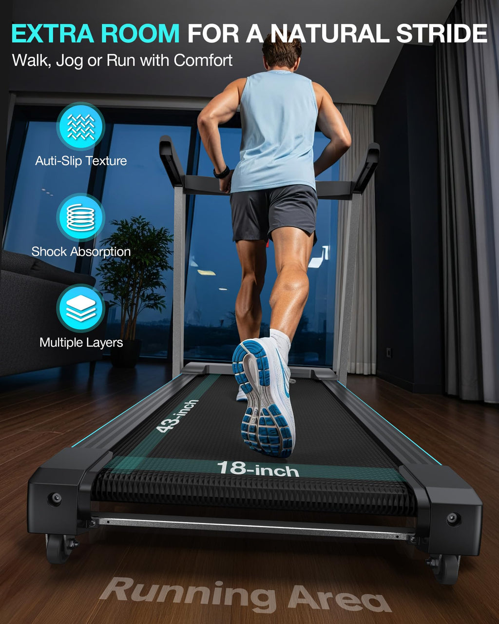 Auto Incline Walking Pad Treadmill with Handle Bar