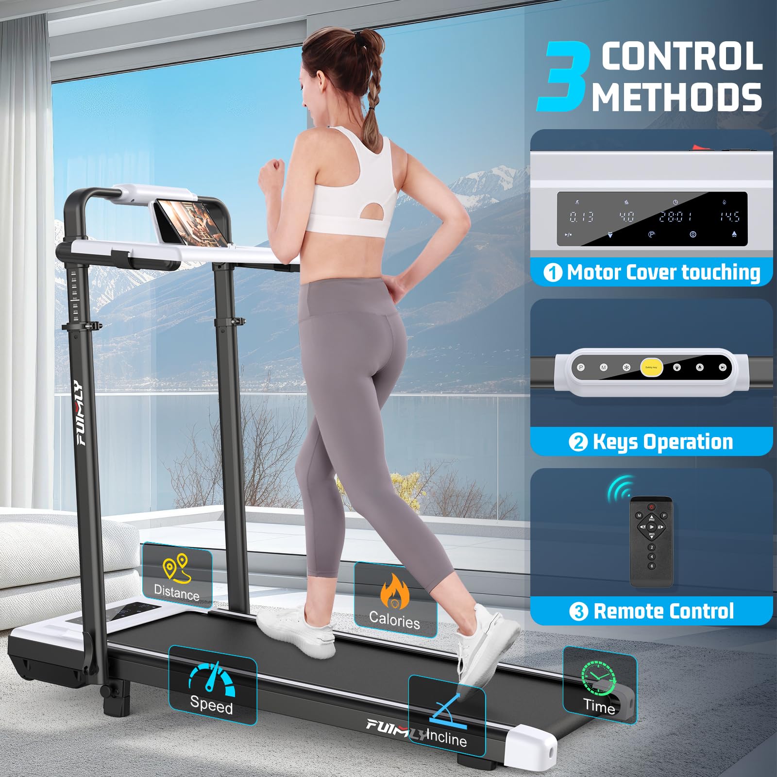 Foldable Incline Walking Pad with Handle Bar