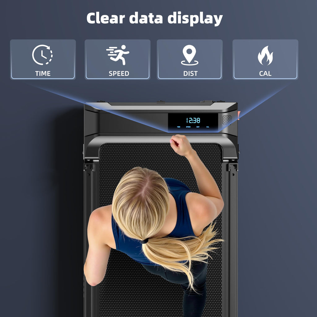 Foldable Walking Pad Treadmill with Handle Bar