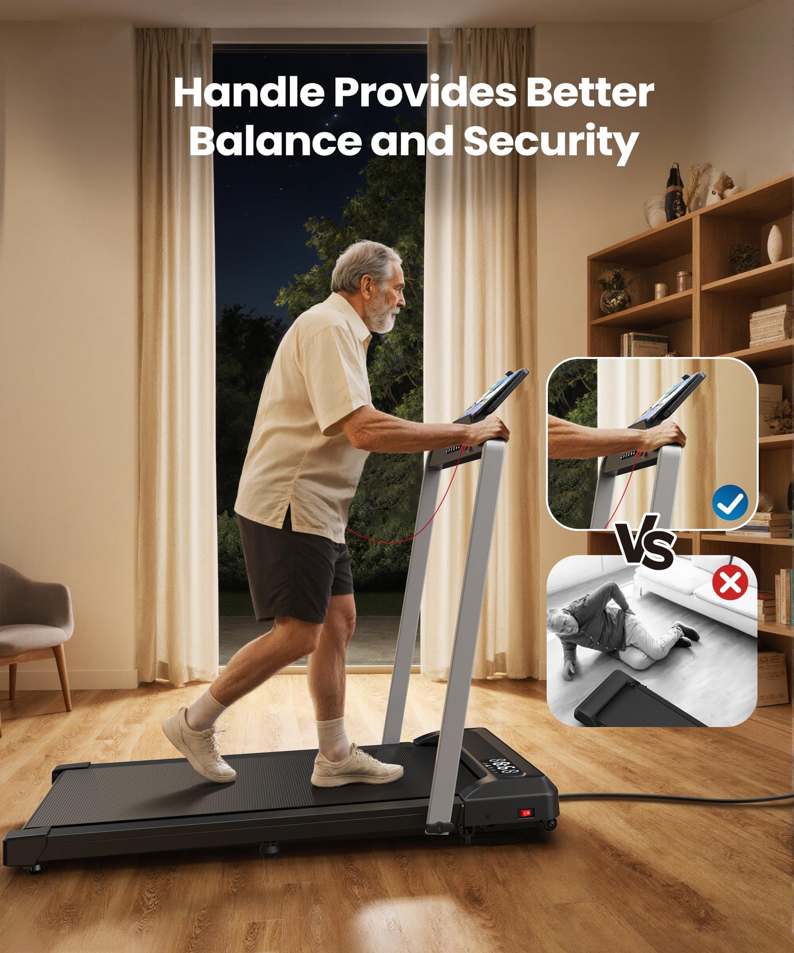 Foldable Incline Walking Pad with Handle Bar