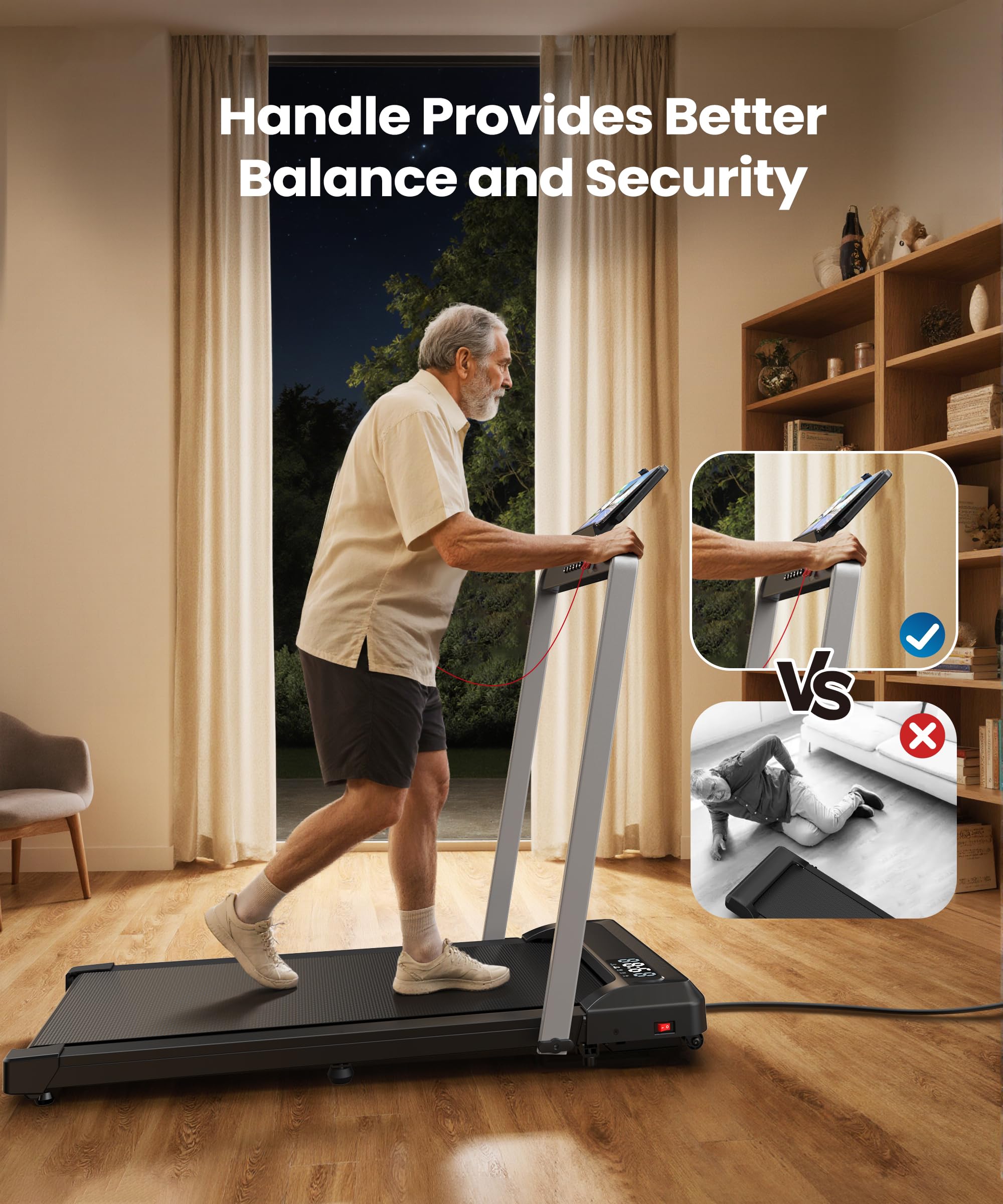 Foldable Incline Walking Pad with Handle Bar