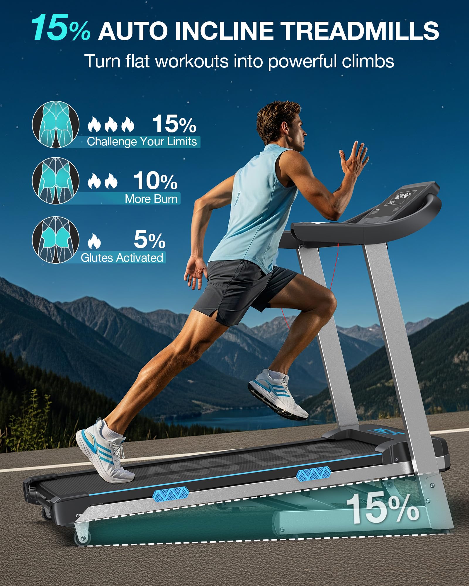 Auto Incline Walking Pad Treadmill with Handle Bar