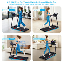 Incline Walking Pad Treadmill with Handle Bar