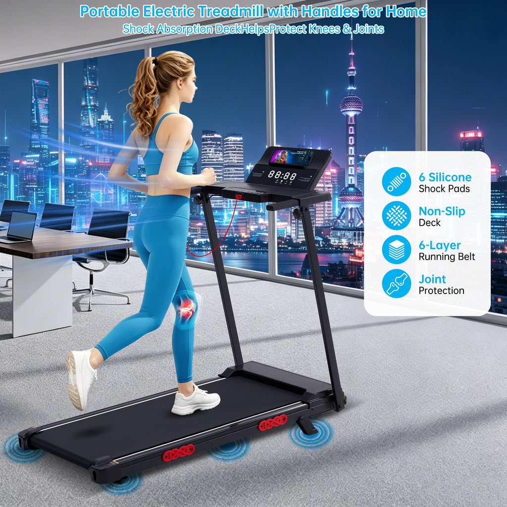 Incline Walking Pad Treadmill with Handle Bar