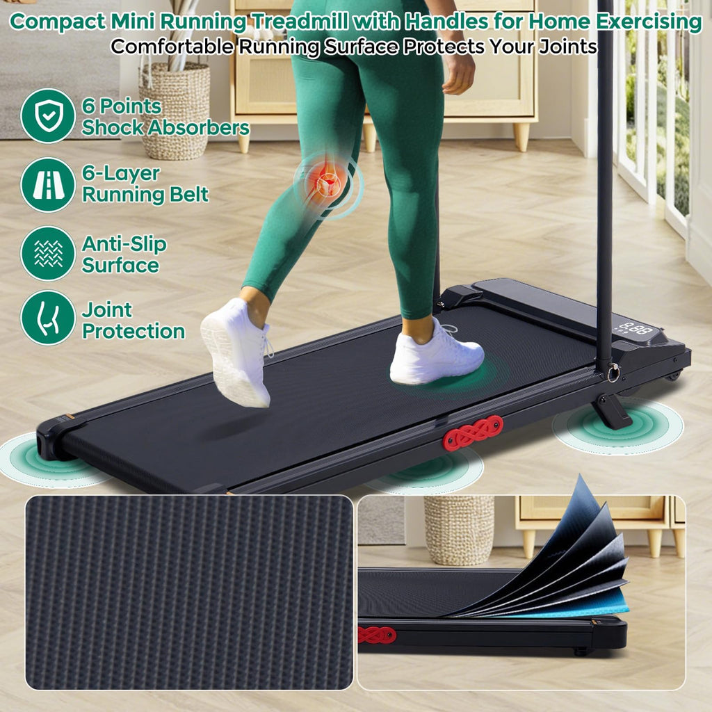 Incline Walking Pad Treadmill with Handle Bar
