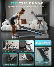 Auto Incline Walking Pad Treadmill with Handle Bar