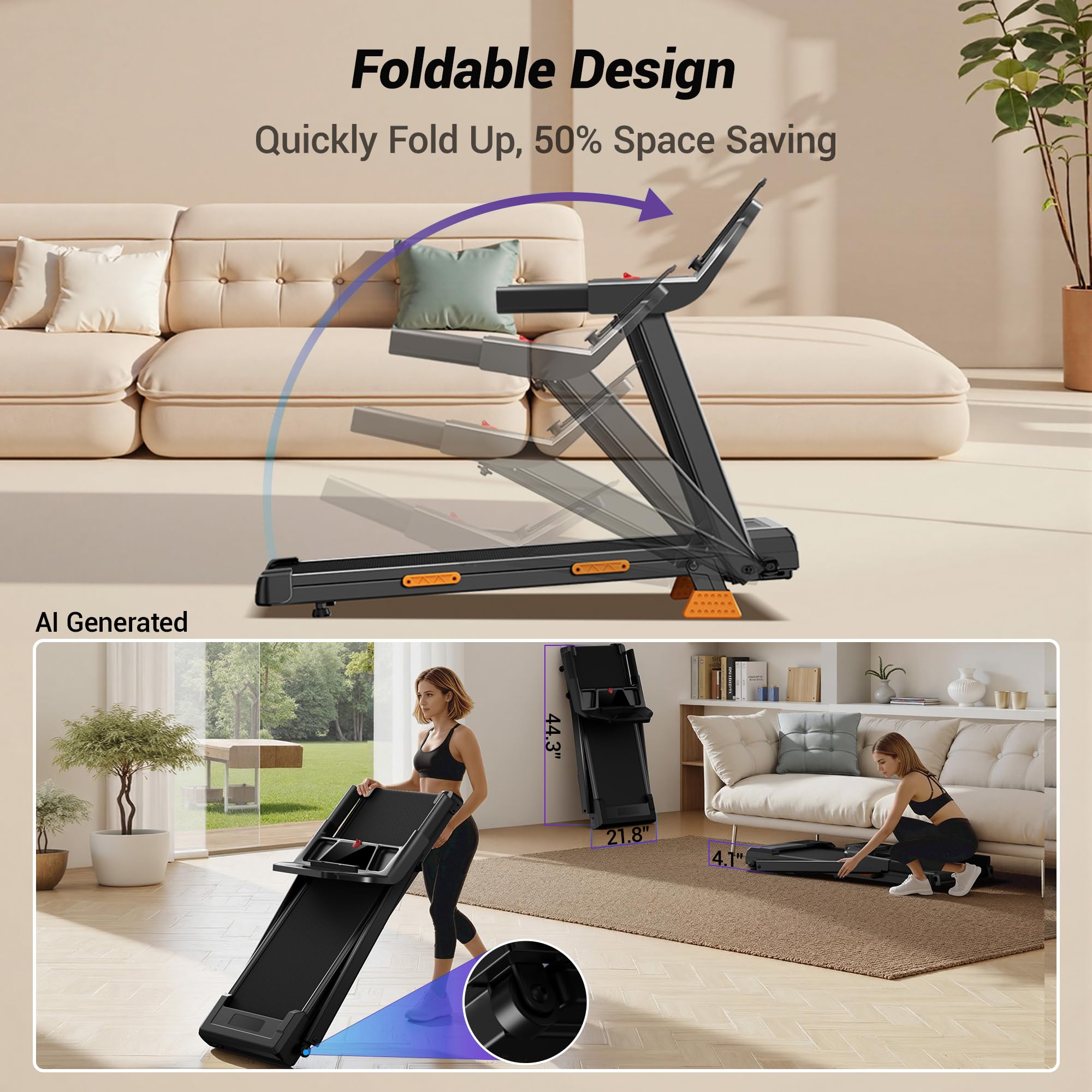 Foldable Incline Walking Pad Treadmill